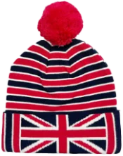 Striped pom-pom beanie