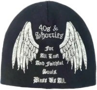 Graphic black knitted cap