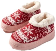 Red knitted slipper boots