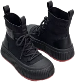 Black knitted sneaker boots