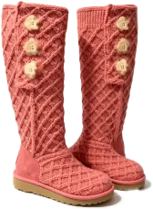 Pink tall cable knit boots