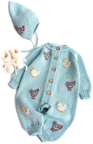 Baby hooded knit romper