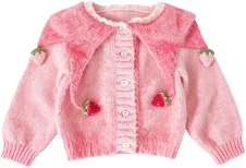 Girls' pink embroidered cardigan