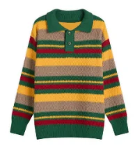 Men's striped knit polo sweater