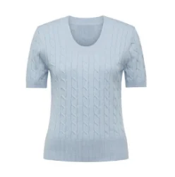 Women's cable knit short sleeve top